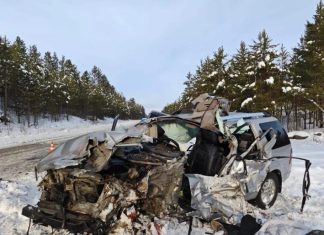 На трассе под Иркутском отца и 15-летнего сына насмерть придавило лесовозом