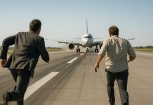 В ФРГ опоздавшие пассажиры побежали за самолётом по ВПП, подавая знаки пилоту