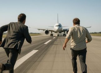 В ФРГ опоздавшие пассажиры побежали за самолётом по ВПП, подавая знаки пилоту