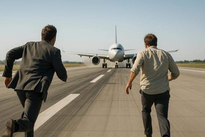 В ФРГ опоздавшие пассажиры побежали за самолётом по ВПП, подавая знаки пилоту